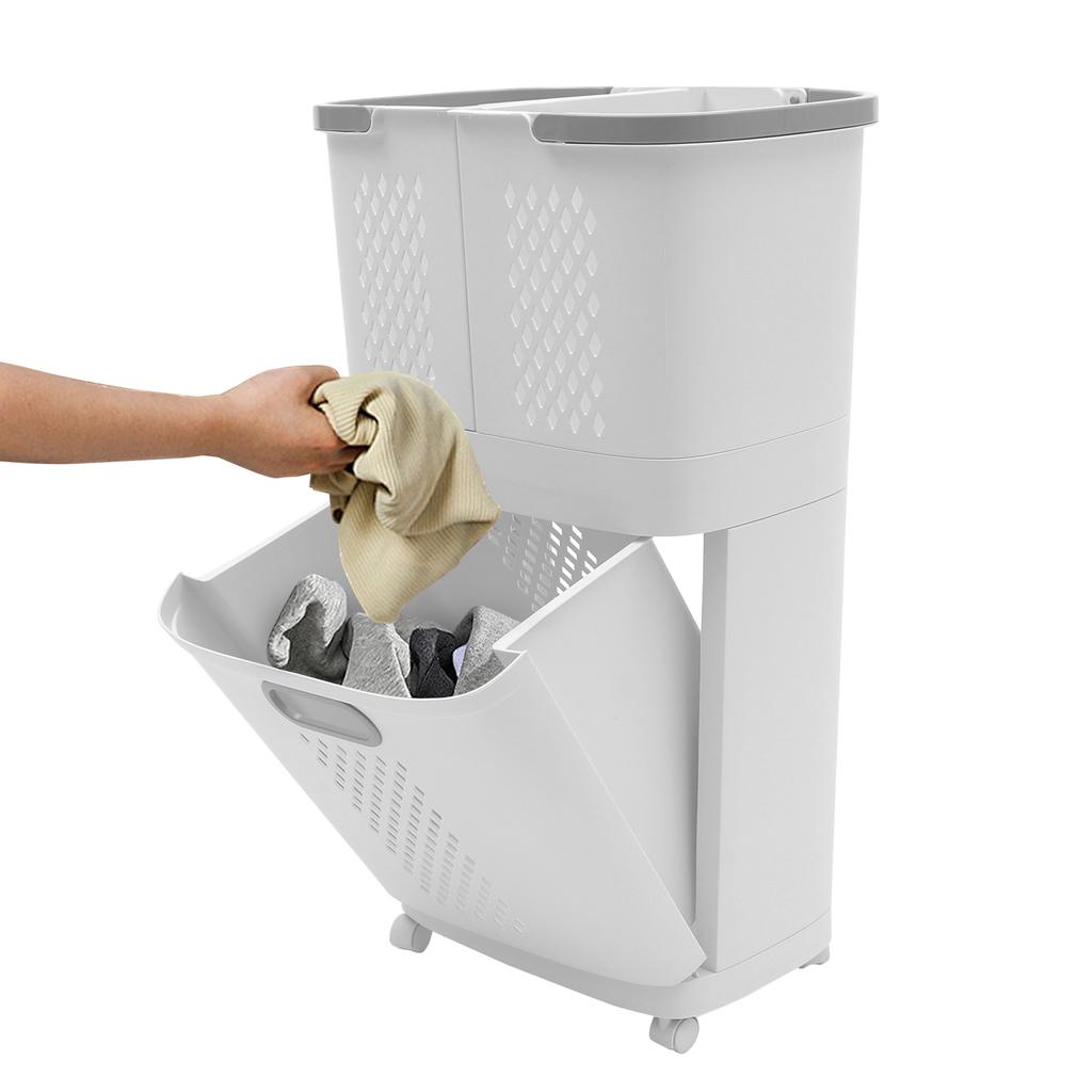 Plastic Household Laundry Basket Hampers Portable Laundry Hamper Clothes Basket, Dirty Clothes Washing Storage Cart with Wheels