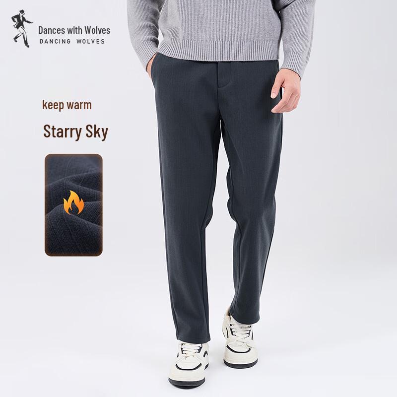 

Dancing with Wolves Men s Autumn/Winter Warm Starry Flannel Casual Pants 33