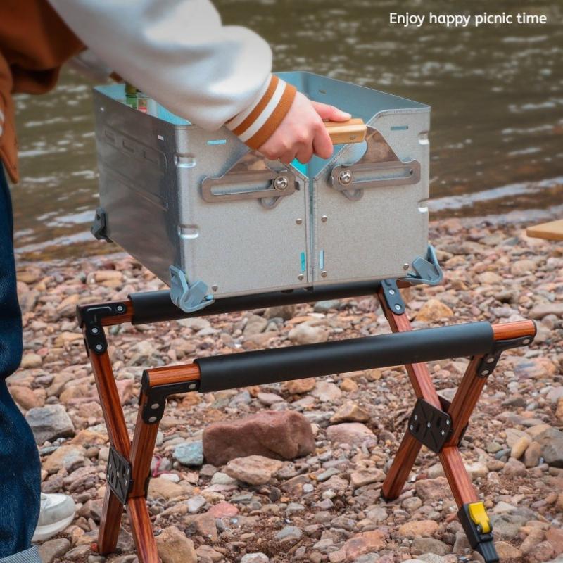 JUSTINLAU Soporte Plegable para Nevera de Camping al Aire Libre Soporte Ajustable de Aleación de Aluminio para Cubo de Hielo Soporte para Equipaje Soporte Antideslizante