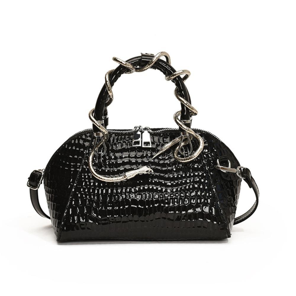 New Stone Pattern Women's Bag Handbags Large Capacity Shoulder Bag with Snake Hardware Crossbody Shell Bag