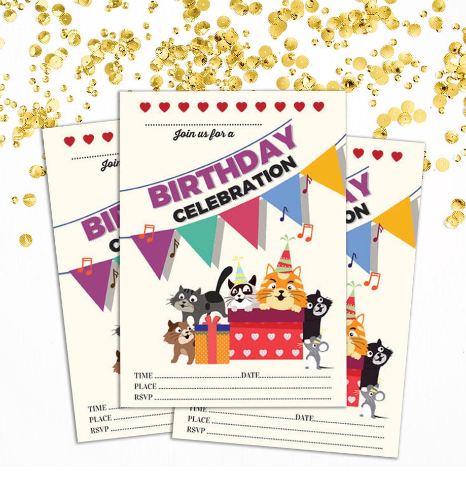Darling Souvenir Multicolor Birthday Invitation Card Printable Fill or Write In Blank Invites Party Supplies Pack Of 28 5 X 7