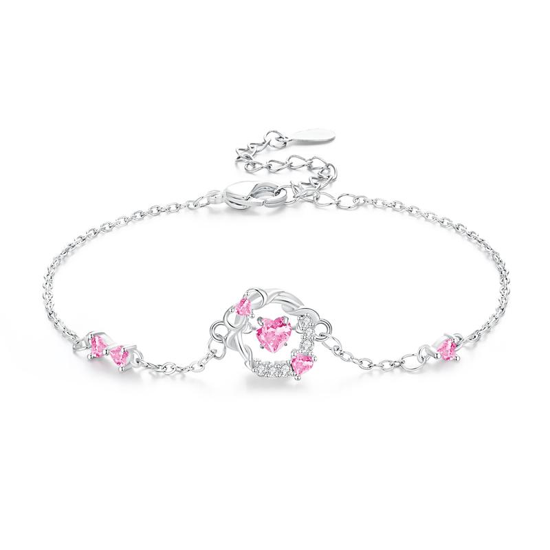 Barbie Bracelet Sweet princess full of heart, sweet pink diamond love design bracelet, bow, sweet ins style, versatile love, good luck TX2309102A розовый