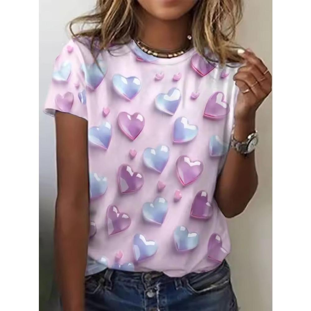 Dámské kulatý výstřih Módní Ležérní Krátký rukáv Tričko Top Oblečení