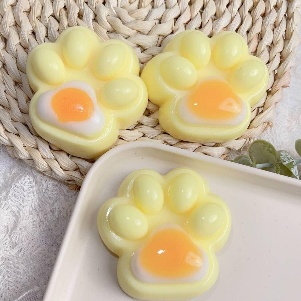 Cat Paw Cartoon Fidget Toy Poached Egg Pinch Decompression Toy Practical Jokes