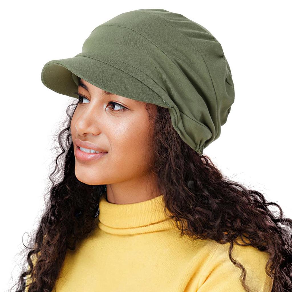 Solid Color Versatile Travel Headscarf Hat with Multicolor Brim