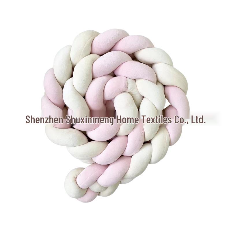 Four-Strand Braided Baby Crib Bumper Pillow – Knotted Ball Anti-Collision Cushion.
