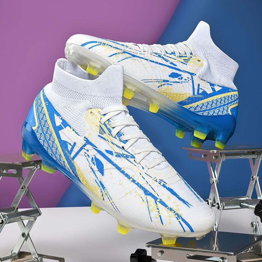 Men Soccer Shoes Cleats Training Boys Outdoor Sport Football Boots Adult Long Spikes Non Slip Cleats Breathable Match Sneakers
