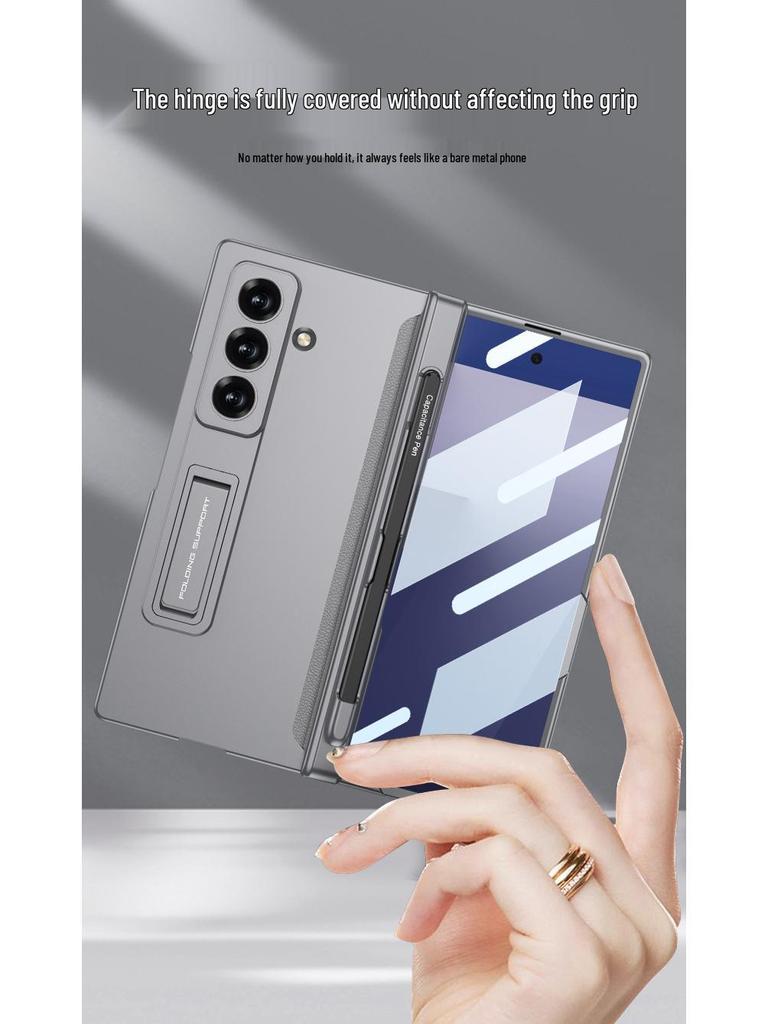 Samsung Z Fold7 Magnetic Solid Color Flip Case with Pen Slot and Stand
