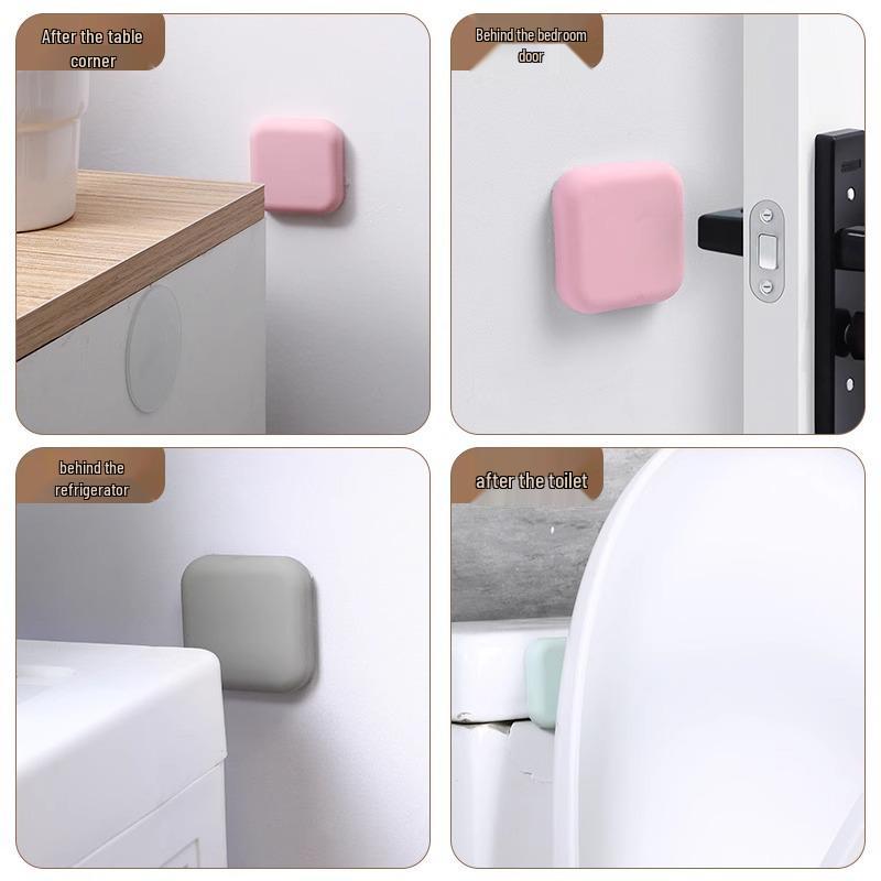 Door Stopper: Punch-Free Silicone Magnet for Bathroom with Anti-Collision Pad