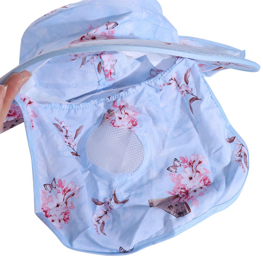 Wide-Brimmed Picking Tea Hat Flower Neck Protection Hat Sun Hat Sunshade Shawl Cap  Spring