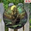 Vintage Moonlit Sailing Ship Metal Wall Art Nautical Aluminum Decor