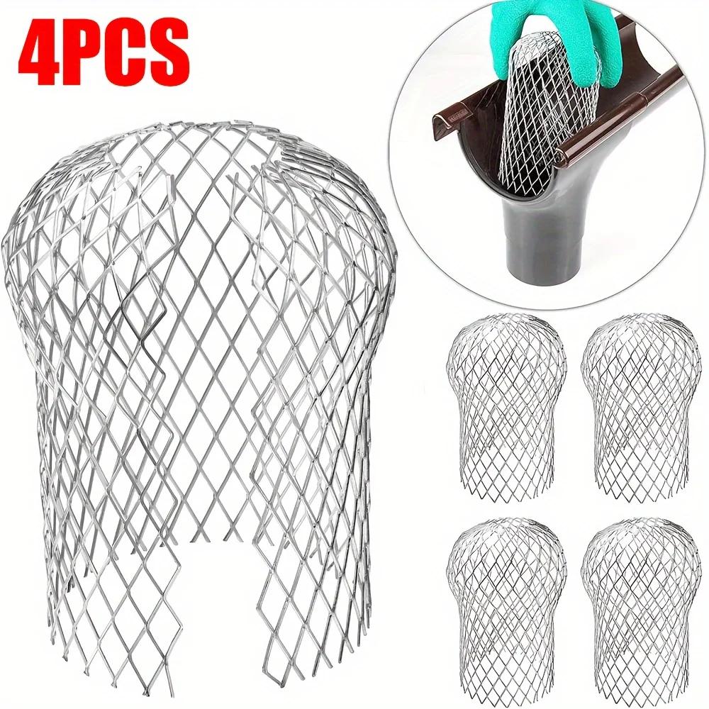 

4pcs Metal Aluminum Filter Mesh Gutter Leaf Debris Mud Trap Guards Drain Pipe Cover Downpipe Guttering System Waterproof 4pcs