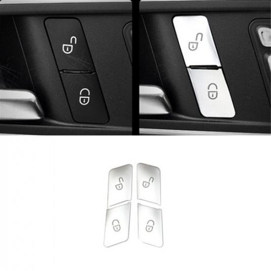 Matte Silver ABS Car Inner Door Lock Button Decorative Sticker For Benz E 10 11