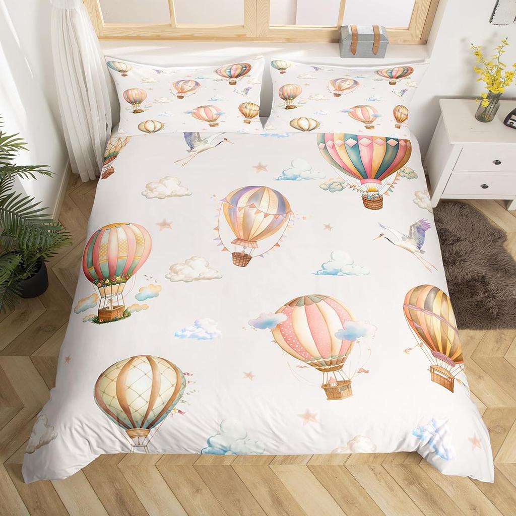 Air Balloon Duvet Cover Sets For Kids Queen King Size Lightweight Down Room Decor 2 Pillowcases And 1 Duvet Cover No Quilt