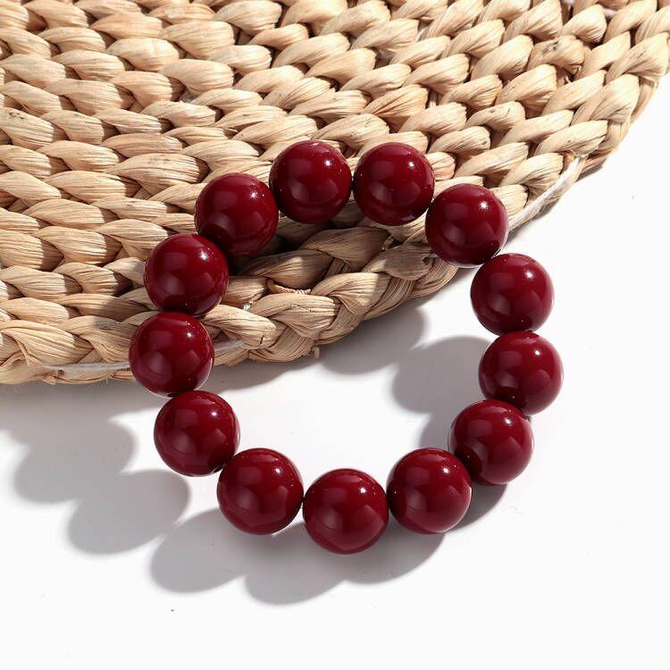 

Punk Colorful Big Round Beaded Bracelet for Women Man New Trendy Acrylic Circle Strechy Bracelet Simple Jewelry Accessories Gift вино красного