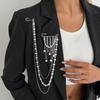 Unique Multi Layer Tassel Chain Brooch for Men Women Punk Personality Jewelry Accessory for Costume Formal Wear
