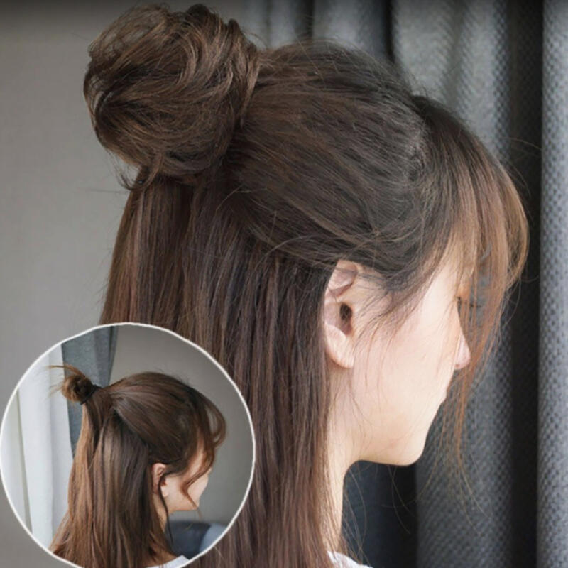 Женская ponytail, пучок, высокая прическа, частичный парик, заколка brown