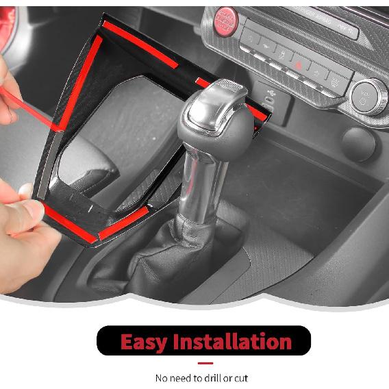 RT-TCZ Gear Shift Panel Cover Trim Center Console Interior Accessories for Ford Mustang 2024 2025,Automatic Gear (Black Carbon Fiber)