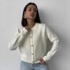 Beige Short Knit Cardigan with Gold Buttons