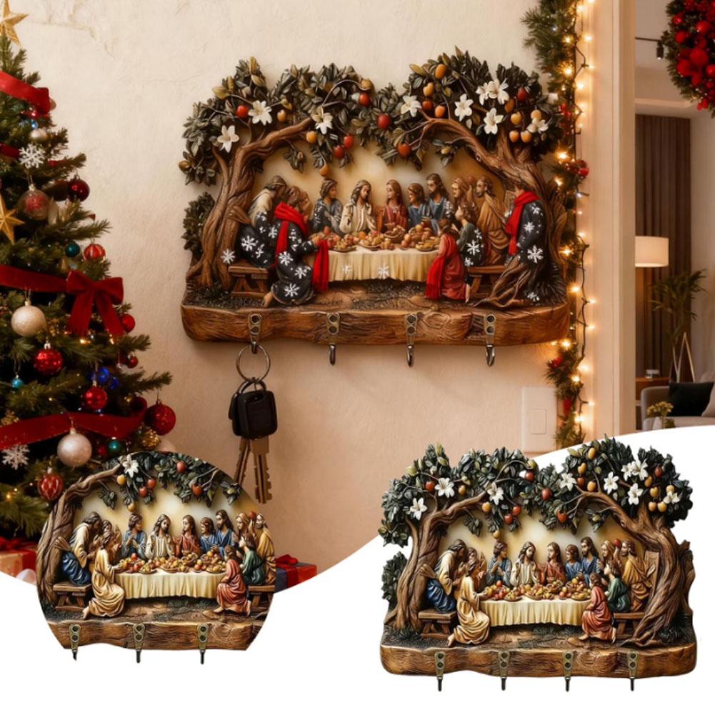 Wooden Wall Keychain Hanging Classic Wooden Nativity Shared Holder Keychain Ornament Key Up Movie Keychains Hooks Scene Han T9O6