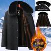 Men's Mid-Age & Elder Plus Velvet Thick Wool Coat - Winter Mid-Length Overcoat for Dad & Grandpa