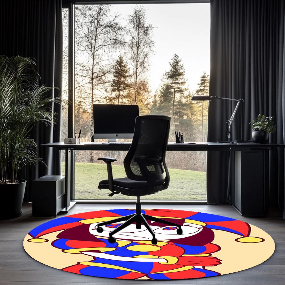The Amazing Digital Circus Printed Round Rug Carpet Chair Rug Area Rug Entryway Doormats,for Office Chair Living Room Bedroom Kitchen Room.