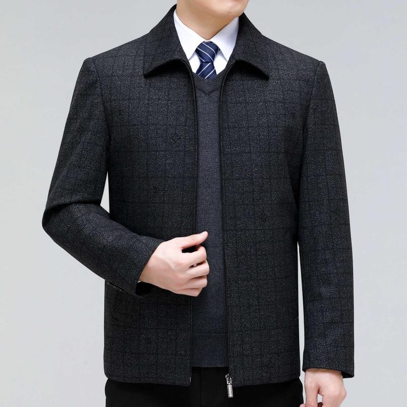 Dad's Winter White Duck Down Jacket Middle-aged and Elderly Grandpa Men's Lapel Warm Jacket Wool Down Jacket Top
