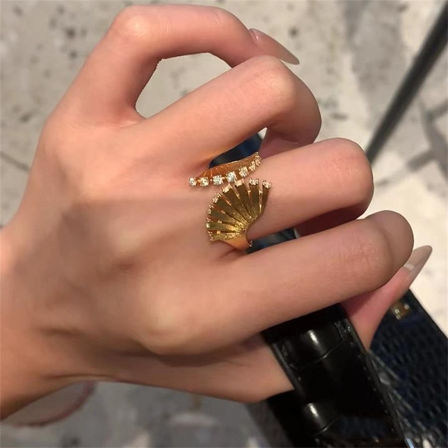 New Chinese enamel flower butterfly ring light luxury open ring index finger ring new product