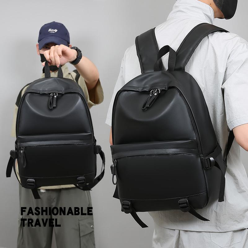 Premium PU Leather Backpack for Students - Large Capacity Trendy Laptop Bag for School & Travel