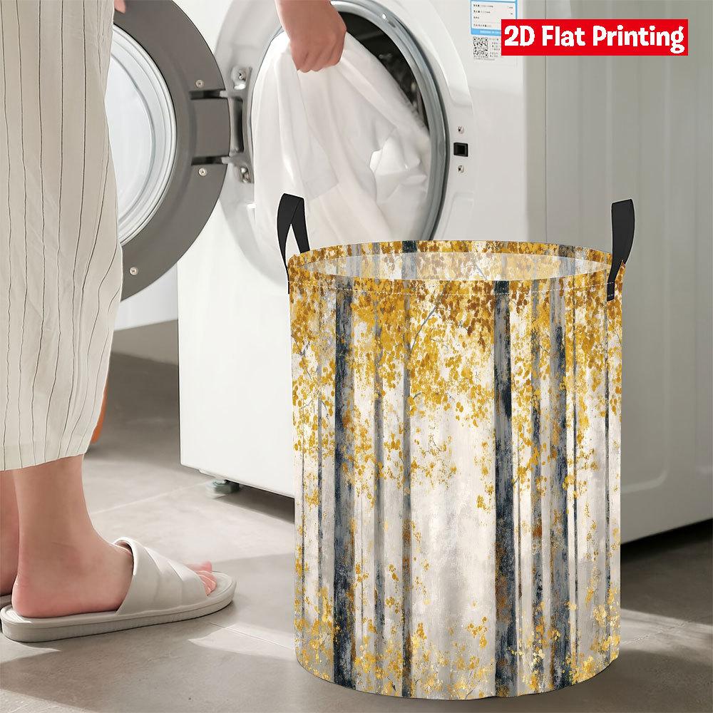 Collapsible Laundry Basket Large Round Waterproof Fabric Hamper Dirty Clothes Storage Bin Toy Organizer with Handles