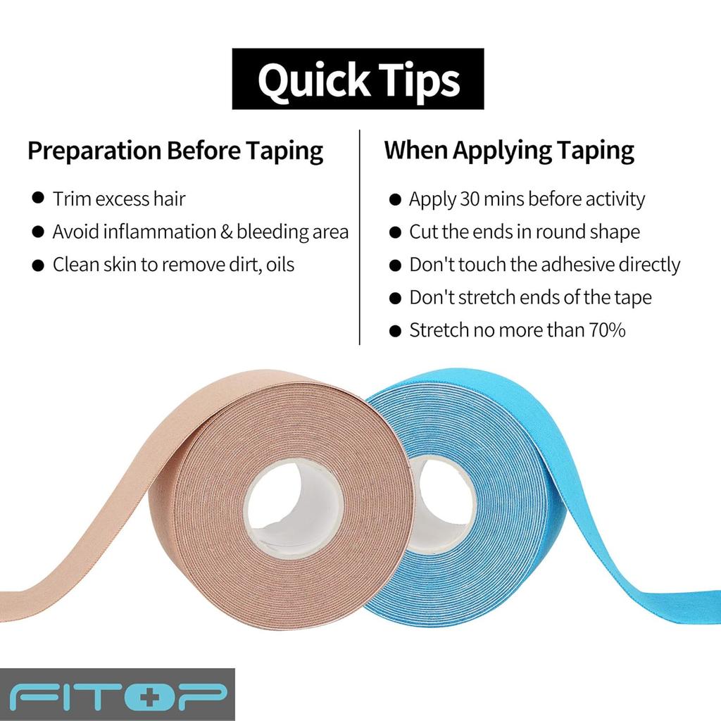Premium Kinesiology Tape - Original Cotton Elastic, Relief for Muscle/Knee Pain, Strain Recovery, Athletic Fitness Bandages