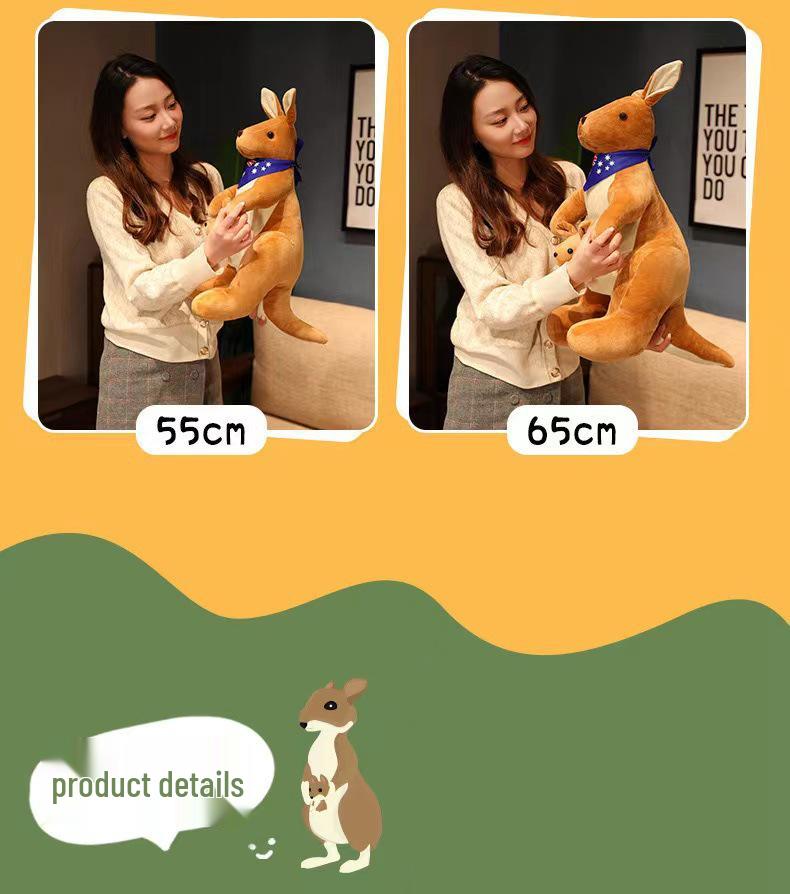 Mother and Baby Kangaroo Plush Toy - Cute Children's Pillow, Comfort Doll, Birthday Gift for Girls