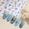 1 Sheet Holographic Jellyfish Dolphin Nail Art Stickers 3D Mermaid Ocean Shell Nail Decals Adhesive Ocean Beach Designs Nails