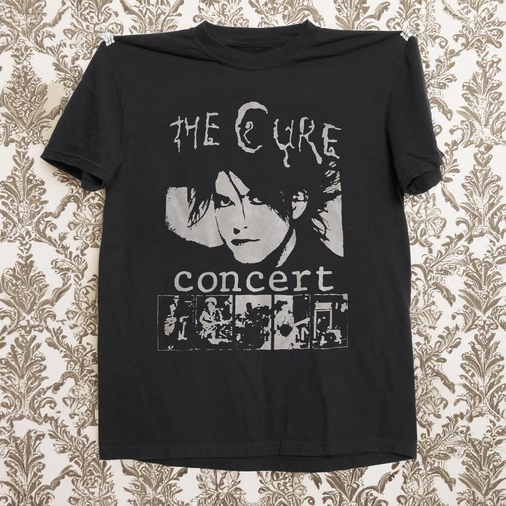 The Cure Robert Smith Concert Unisex Cotton TShirt Black Cotton Tshirt S