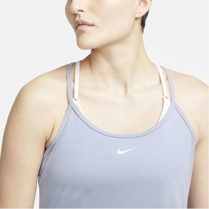 Nike Dri-FIT One Elastika Solid Logo Tank Top Women Tops Indigo-Mist DD4941-519
