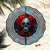 Kaijit - 1pc Mandala Inspired 2D Rose Skull Pattern Wind Spinning Wind Chime, Garden & Patio Decoration - Metal Hanging Ornament, No Battery Required