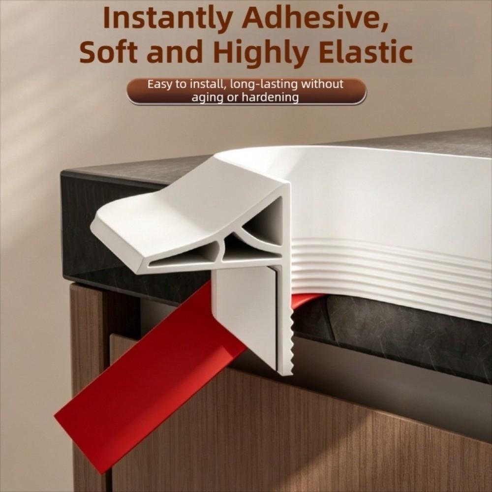 Self Adhesive Countertop Backsplash Double-Rib Support Splash Guard Seal Floor Edge