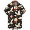 Retro Dier Hawaïaanse Overhemden Mannen 3D Kraanvogel Print Korte Mouwen Losse Casual Oversized Shirts Straat Harajuku Tops Knopen Blouse