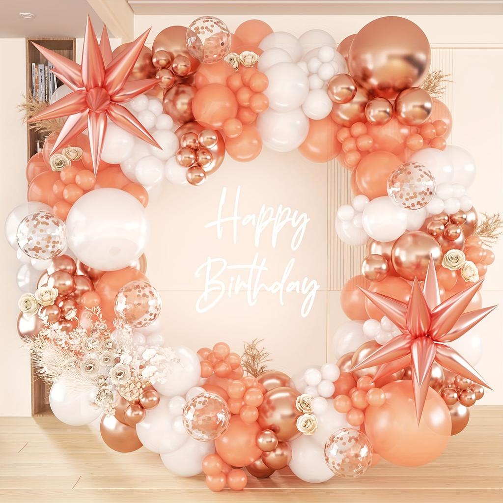 Retro Pink White Gold Balloons Garland Arch Kit Birthday Party Decoration Kids Baby Shower Wedding Party Supplies Letax Ballons