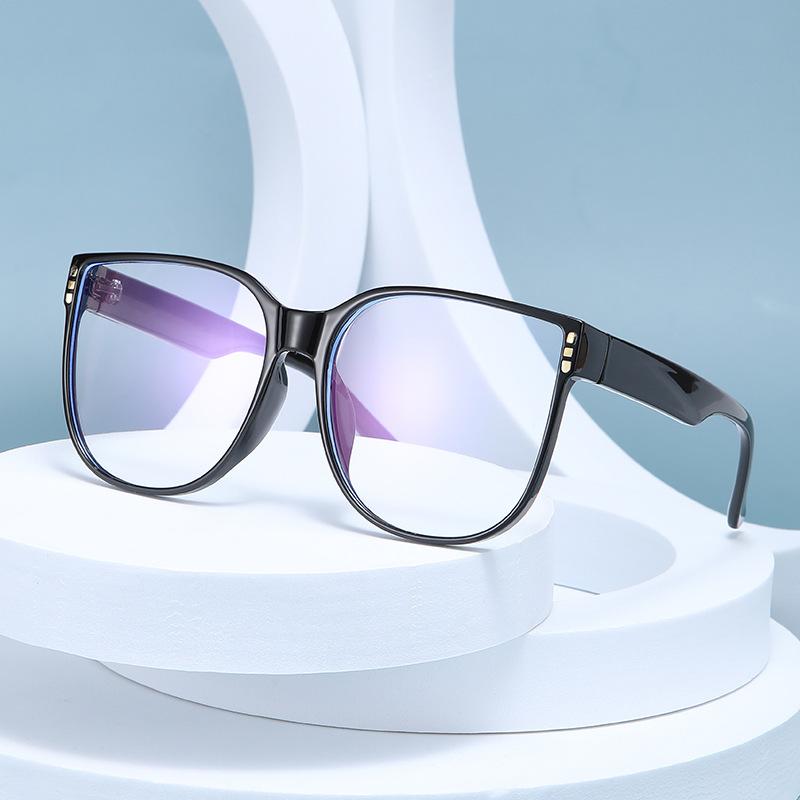 New ins wind large frame flat mirror, anti-blue light black frame glasses Internet celebrity plain thin glasses frame myopia glasses