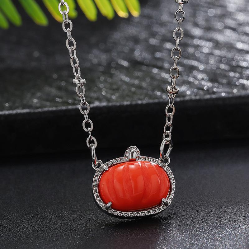 

Кулон в виде тыквы с гальваническим покрытием из чистой меди, модное ожерелье с индивидуальностью, трендовая цепочка для свитера, ювелирное изделие