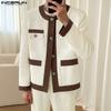 INCERUN Autumn Men Long Sleeve Casual Stitching Buttons Texture Jackets Coats