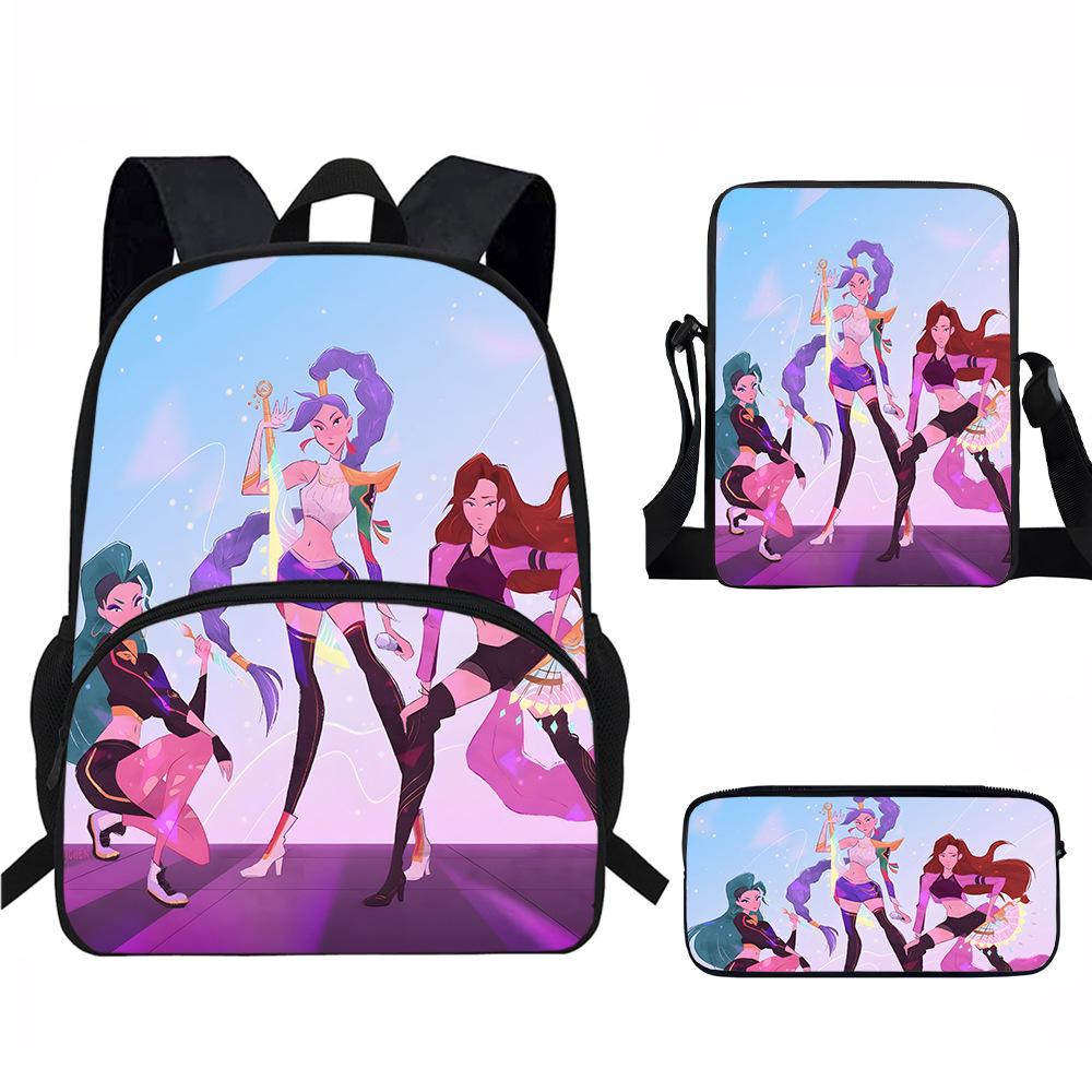 K-Pop Dämonenjäger 3-teiliges Schülerrucksack-Set Anime-Thema Trendiges bedrucktes Rucksack-Set