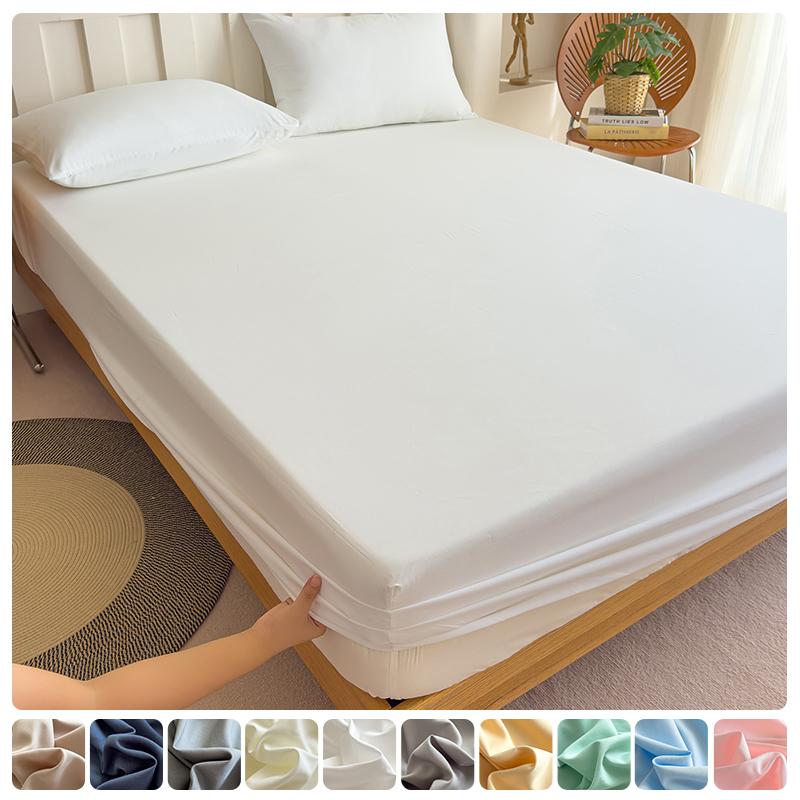 Hochwertiges Baumwoll-Spannbettlaken mit Gummibändern Matratzenbezug für Queen King Size Bett Kein Kissenbezug Enthalten 140/160/200cm