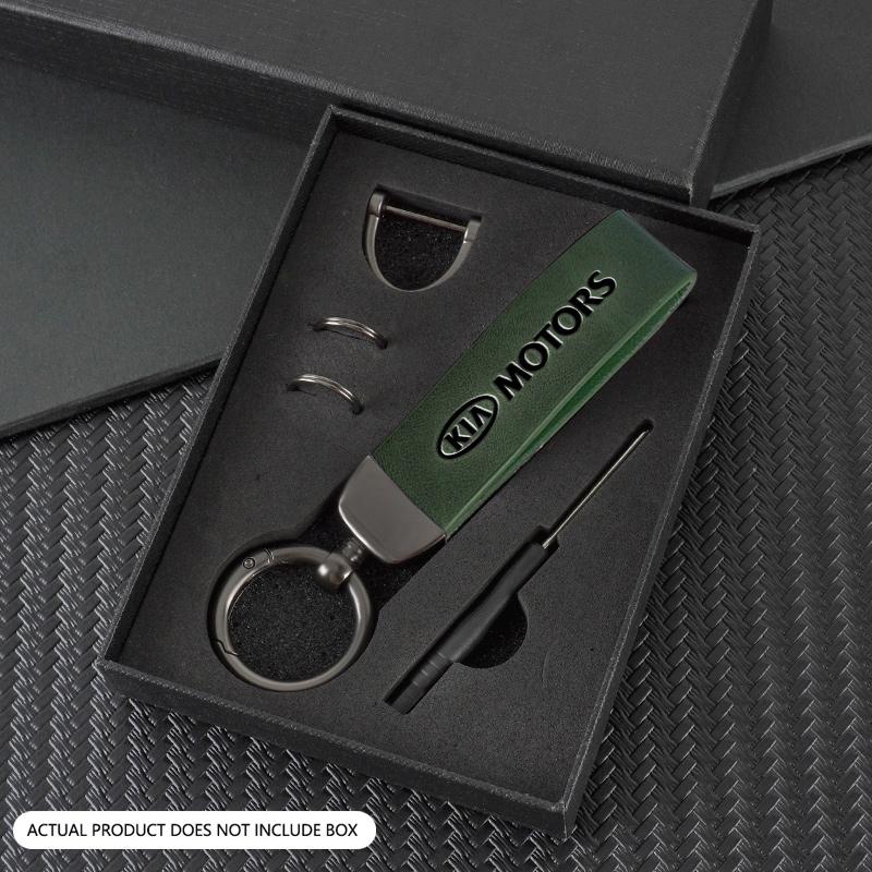 PODV6 Metal Vintage Leather Car Logo Styling Keychain Key Ring For KIA Ceed Sportage Rio Proceed K5 Optima Sedona Forte Cerato Venga