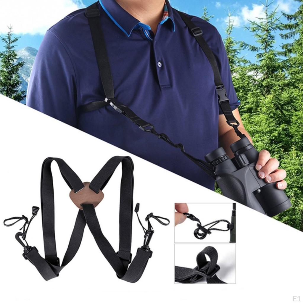 Arnés de Hombro con Clips Metálicos en Forma de X Correa para Binoculares que Distribuye la Carga para