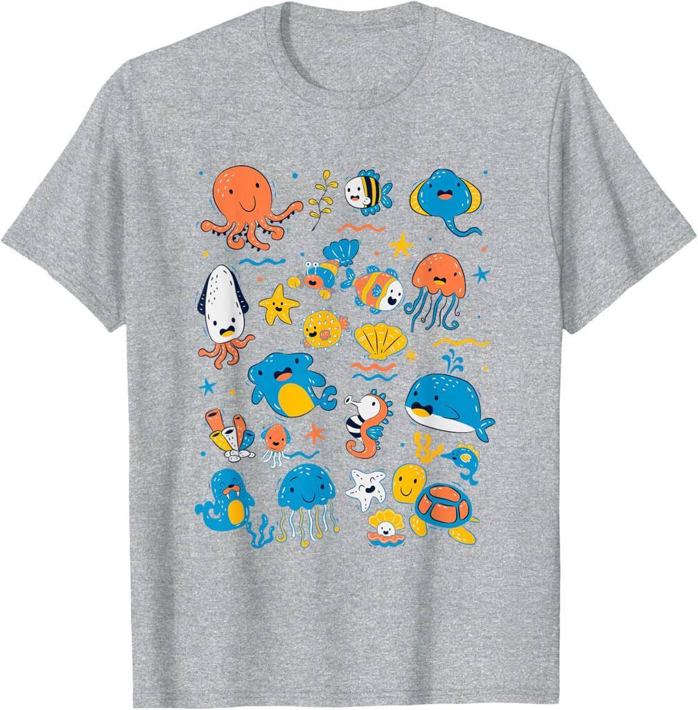 Carini Animali Marini Bambini Creature Oceaniche Pesce Pagliaccio Maglietta
