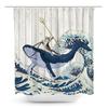Pirate Cat Riding Shark Shower Curtain Funny Space Galaxy Rainbow Waterproof Fabric Bath Curtain With Hooks For Bathtub Decor