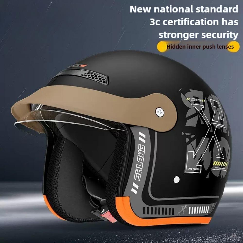 Electric Motorcycle Helmet Brim Men's and Women's Four-season Winter Warm and Anti-fog Helmet