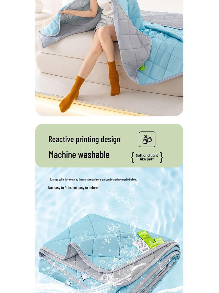 Letnia kołdra chłodząca z jedwabiu - Jednokolorowy koc klimatyzacyjny z jedwabiu lodowego dla dzieci, Cienka i odświeżająca kołdra, Idealny prezent na lato